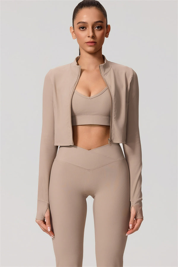 The Daze Zip Jacket Sports Bra Flared Leggings 3-Piece Set