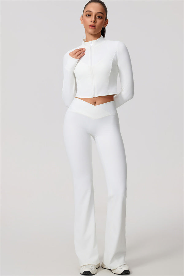 The Daze Zip Jacket Sports Bra Flared Leggings 3-Piece Set