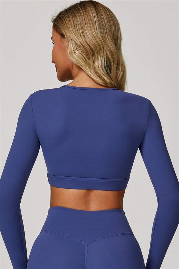 The Lavish Long Sleeve Cut-out Crop Top Tennis Skirt 2-Piece Set
