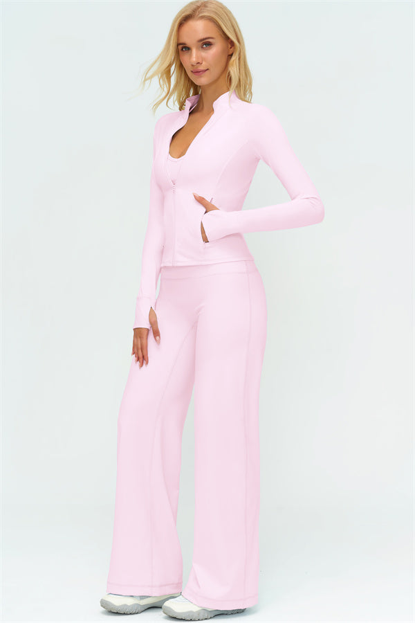 The Twirl Zip Jacket Sports Bra New Straight Leg Pants 3-Piece Set