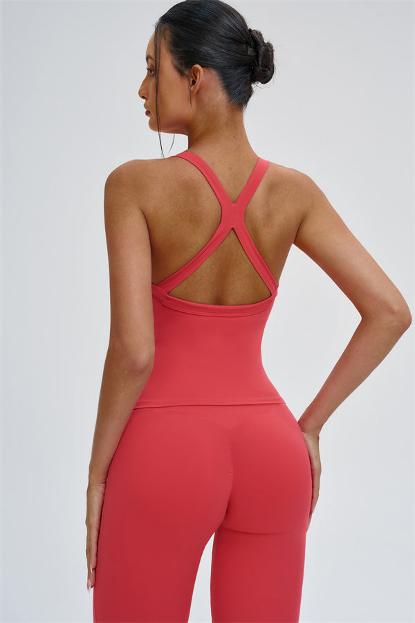The Slate Cross Back Top Flared Leggings 2-Piece Set