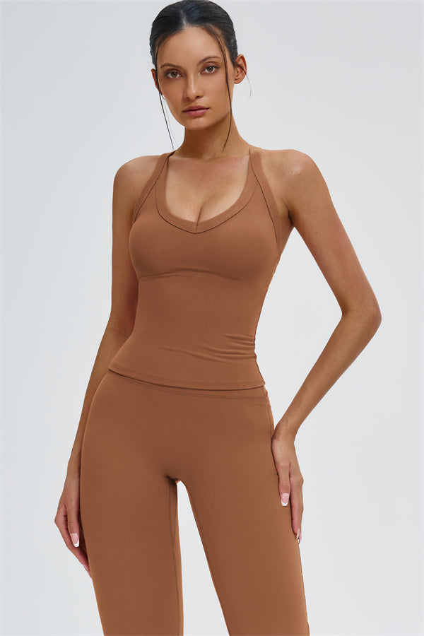 The Slate Cross Back Top Flared Leggings 2-Piece Set