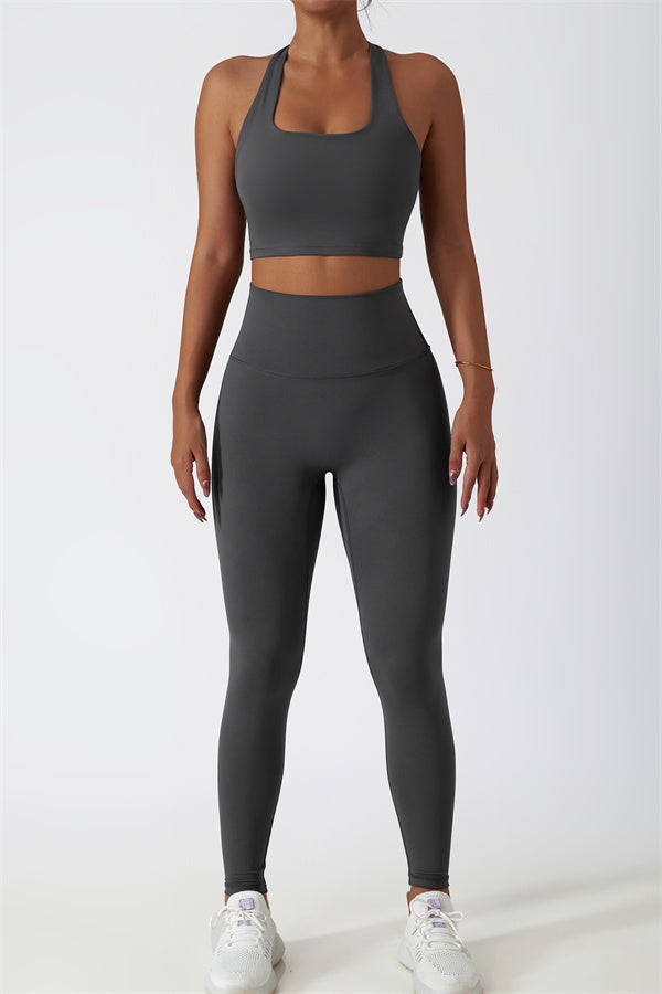 The Seraphine Halter Crop Top Leggings 2-Piece Set
