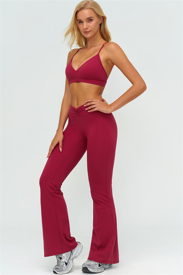 The Lushness Y-Back Sports Bra Flared Leggings 2-Piece Set