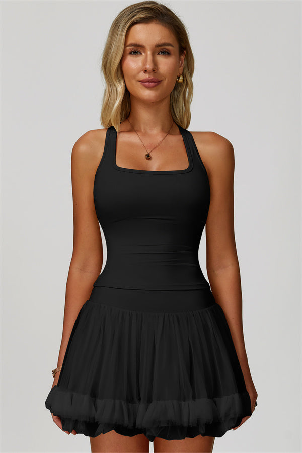 The Dynamic Crop Top Mesh Tennis Skirt 2-Piece Set