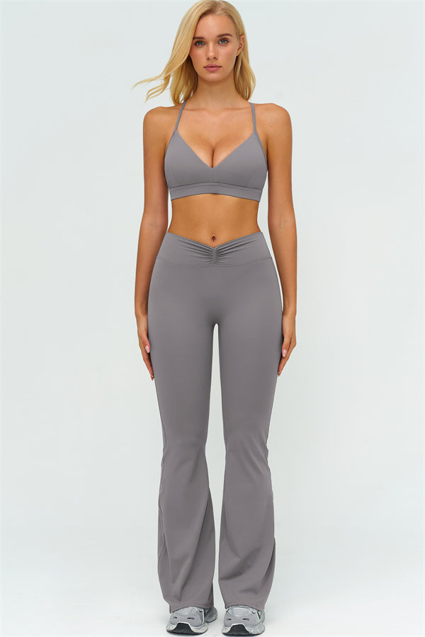 The Lushness Y-Back Sports Bra Flared Leggings 2-Piece Set