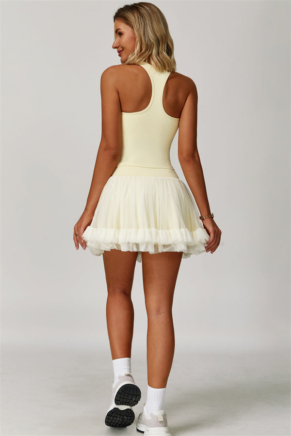 The Dynamic Crop Top Mesh Tennis Skirt 2-Piece Set