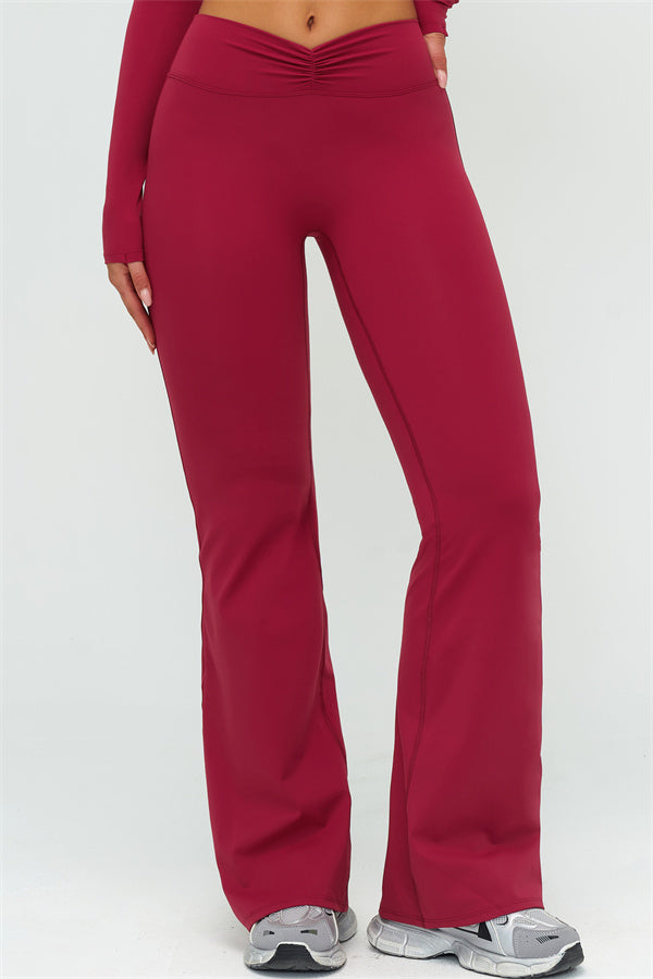 The Lushness Long Sleeve Crop Top Flared Leggings 2-Piece Set