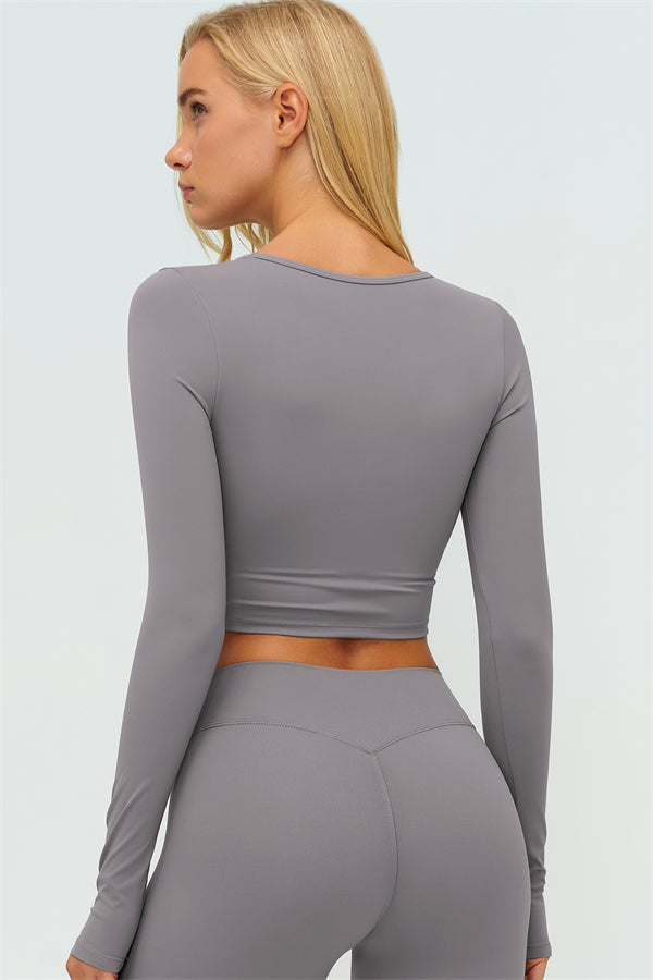 The Lushness Long Sleeve Crop Top Flared Leggings 2-Piece Set