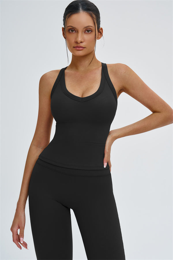 The Slate Cross Back Top Flared Leggings 2-Piece Set