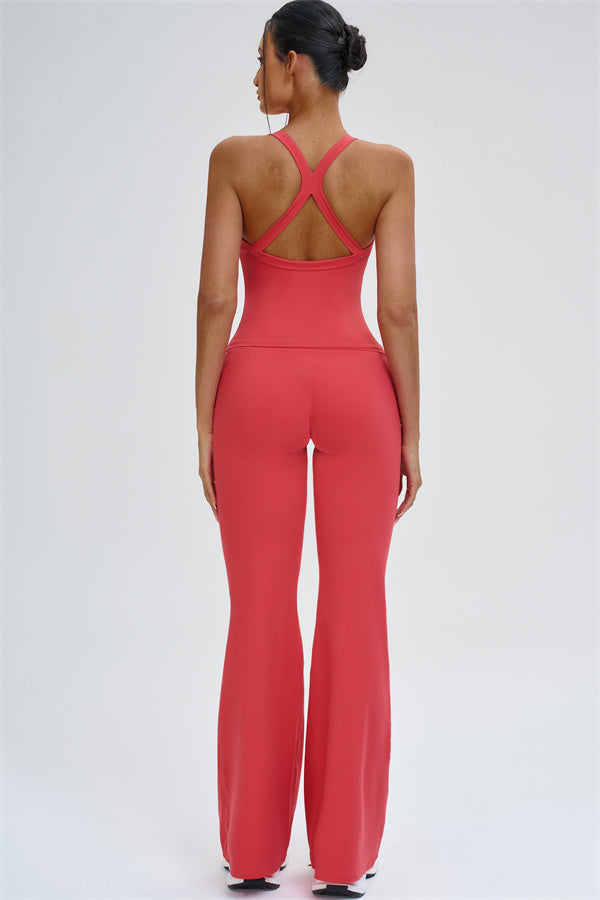 The Slate Cross Back Top Flared Leggings 2-Piece Set