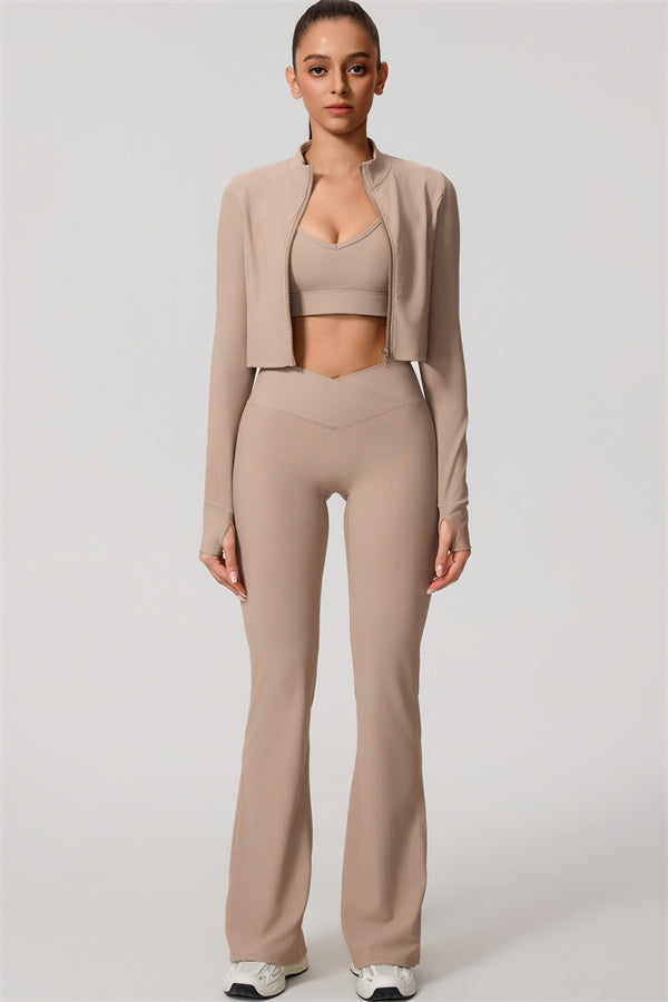 The Daze Zip Jacket Flared Leggings 2-Piece Set