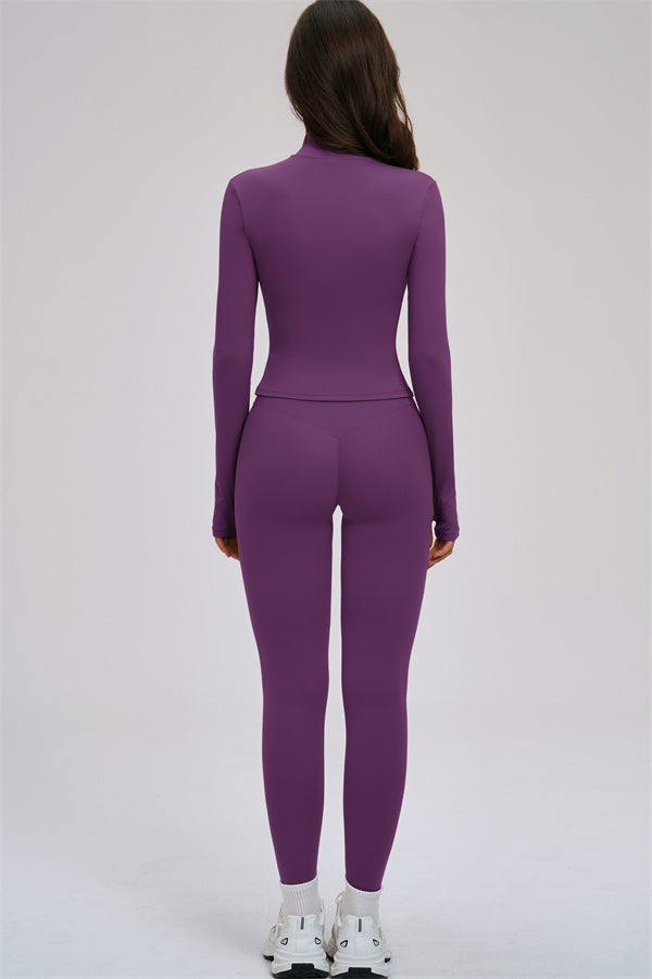 The Kinetic Zip Jacket Cross Back Sports Bra Leggings 3-Piece Set