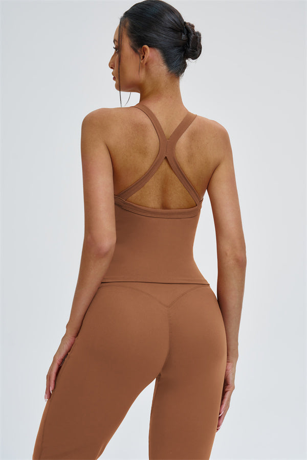 The Slate Cross Back Top Flared Leggings 2-Piece Set