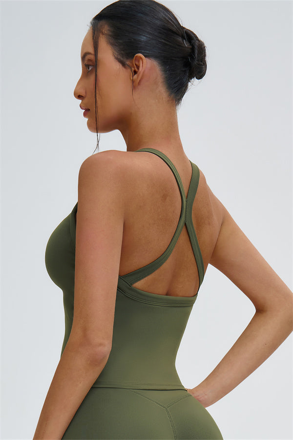 The Slate Cross Back Top Flared Leggings 2-Piece Set