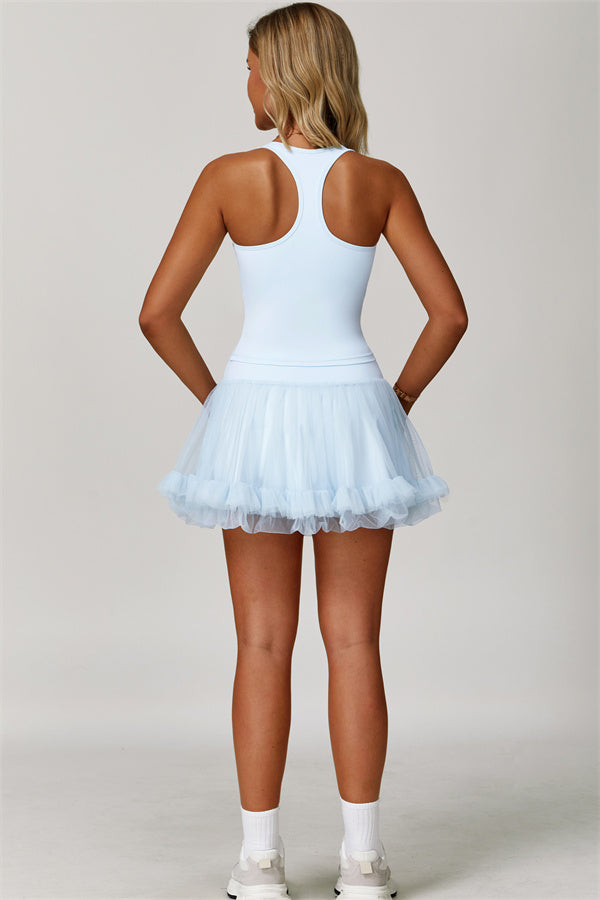 The Dynamic Crop Top Mesh Tennis Skirt 2-Piece Set