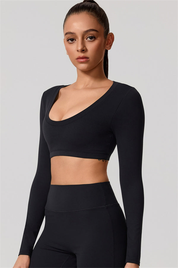The Nestle Long Sleeve Crop Top Straight Leg Pants 2-Piece Set