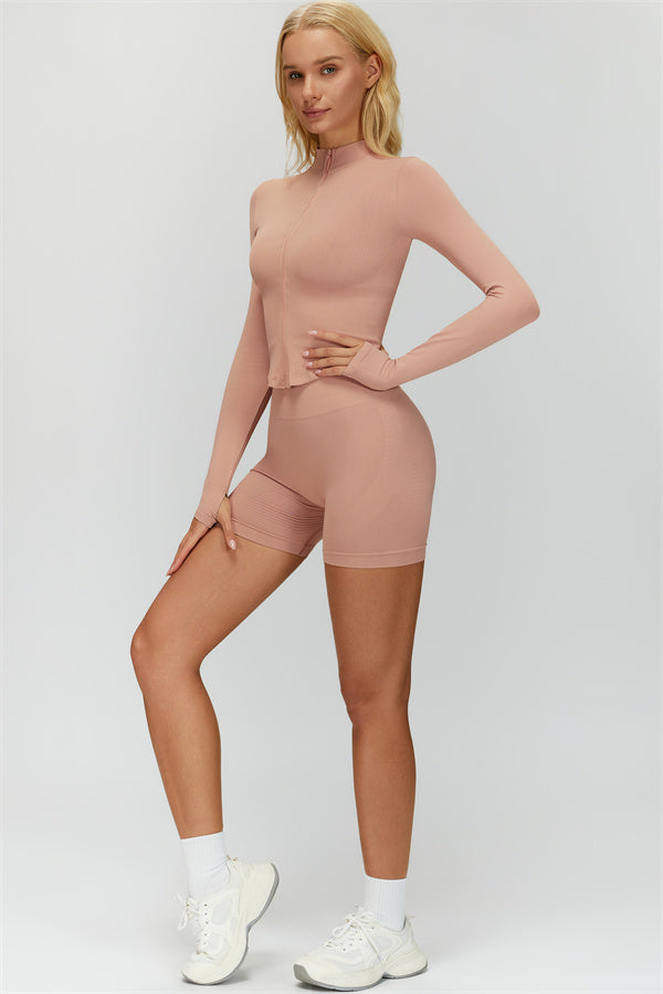 The Delight Jacket Sports Bra Shorts 3-Piece Set