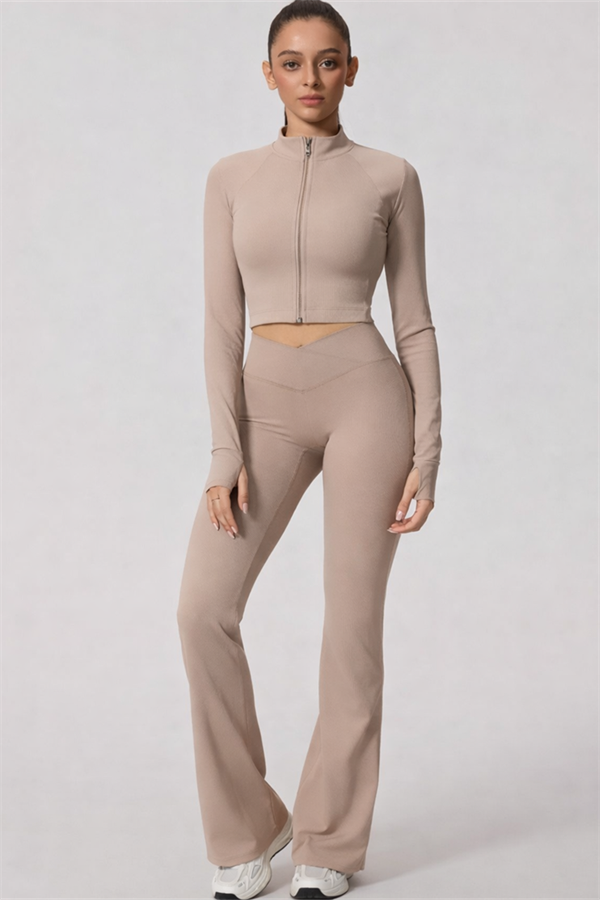 The Daze Zip Jacket Flared Leggings 2-Piece Set