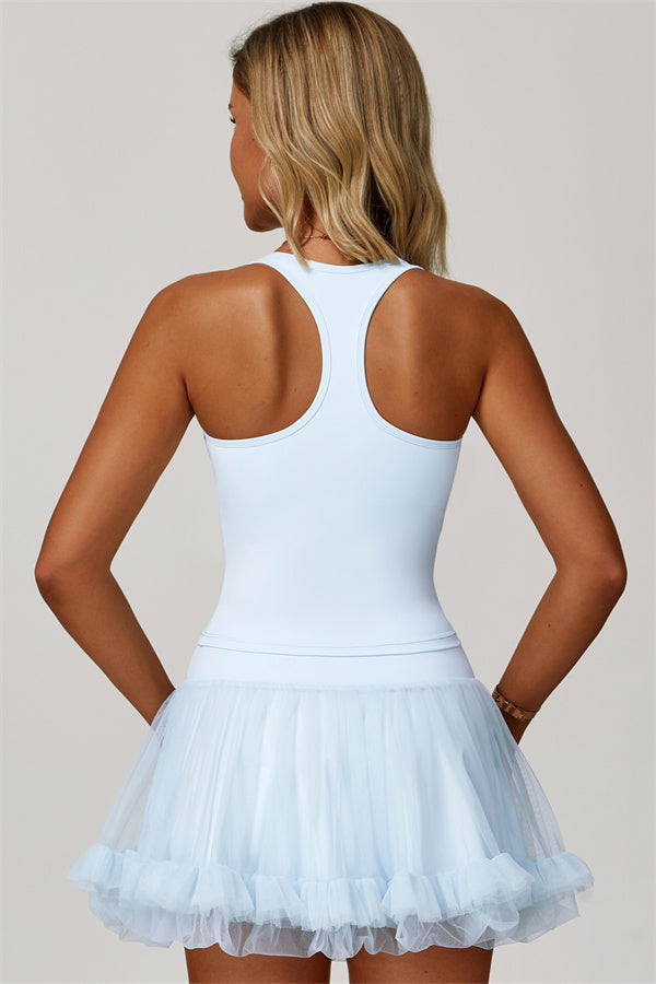 The Dynamic Crop Top Mesh Tennis Skirt 2-Piece Set