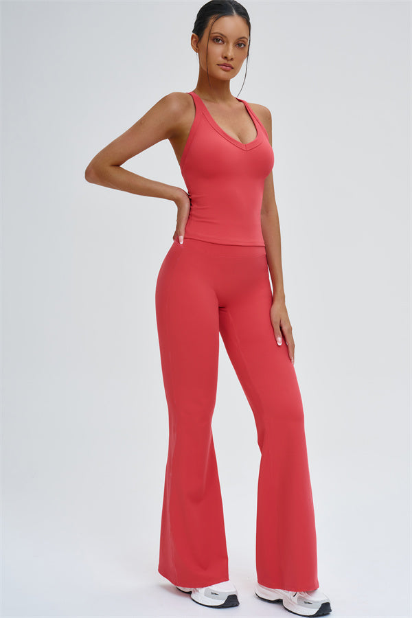 The Slate Cross Back Top Flared Leggings 2-Piece Set