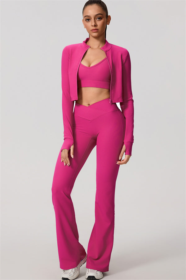 The Daze Zip Jacket Flared Leggings 2-Piece Set