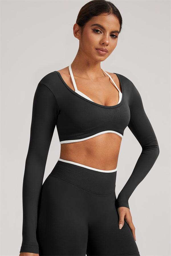 The Elevate Long Sleeve Crop top Shorts 2-Piece Set