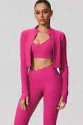 The Daze Zip Jacket Sports Bra Flared Leggings 3-Piece Set