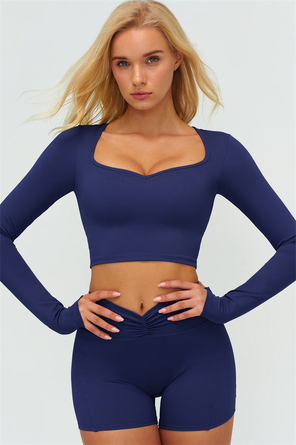 The Lushness Long Sleeve Crop top Shorts 2-Piece Set