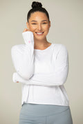 Daybreak Lightweight Long Sleeve Workout Shirt – Thumbhole Sleeves & Split Hem