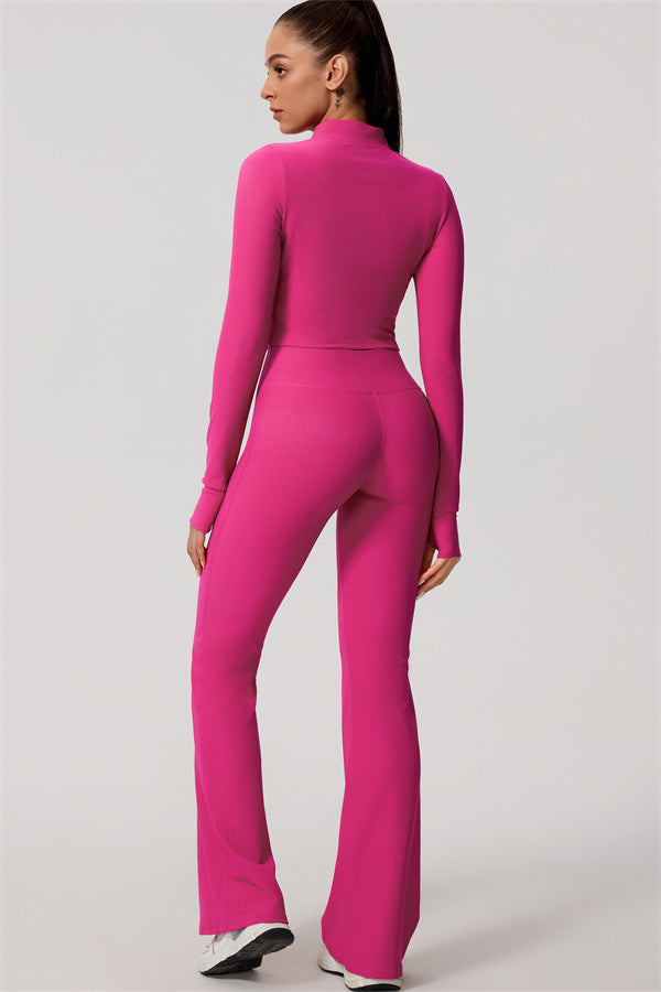 The Daze Zip Jacket Sports Bra Flared Leggings 3-Piece Set