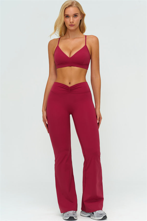 The Lushness Y-Back Sports Bra Flared Leggings 2-Piece Set